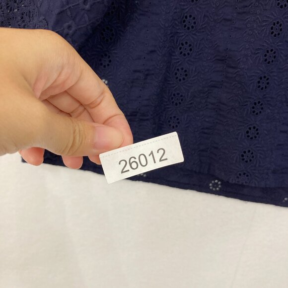 New GAP size XXL Navy Clip Dot Embroidered Eyelet Feminine Blouse Elegant - Picture 12 of 12